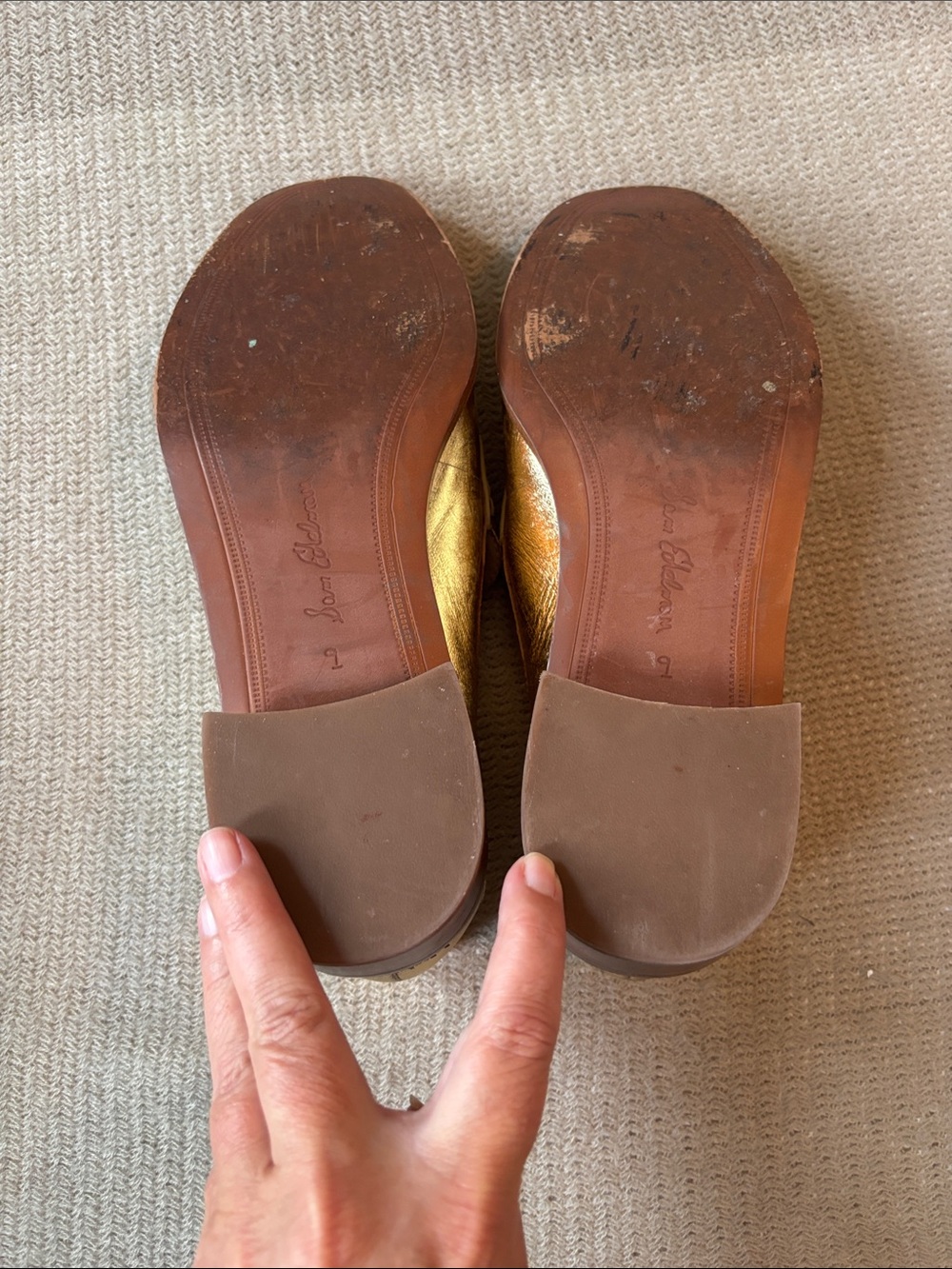 Sam Edelman Denise Metallic Gold Leather Loafers with Bit Detail - Picture 7 of 8